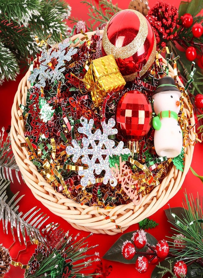 FOIMAS Christmas Crinkle Cut Paper Shred Filler,7oz Christmas Raffia Paper Sherd Filler with Metallic Xmas Confetti for Gift Box Filler Basket Stuffer Xmas Gift Wrapping Supply, Green Red Gold - Image 5